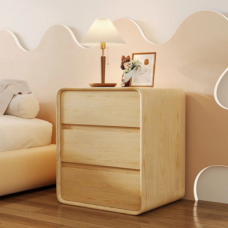 White Color New Model Bed Side Table Luxury Desks Bedside Table with 3 Standing Drawers Bedroom Criado Mudo Unique Furniture