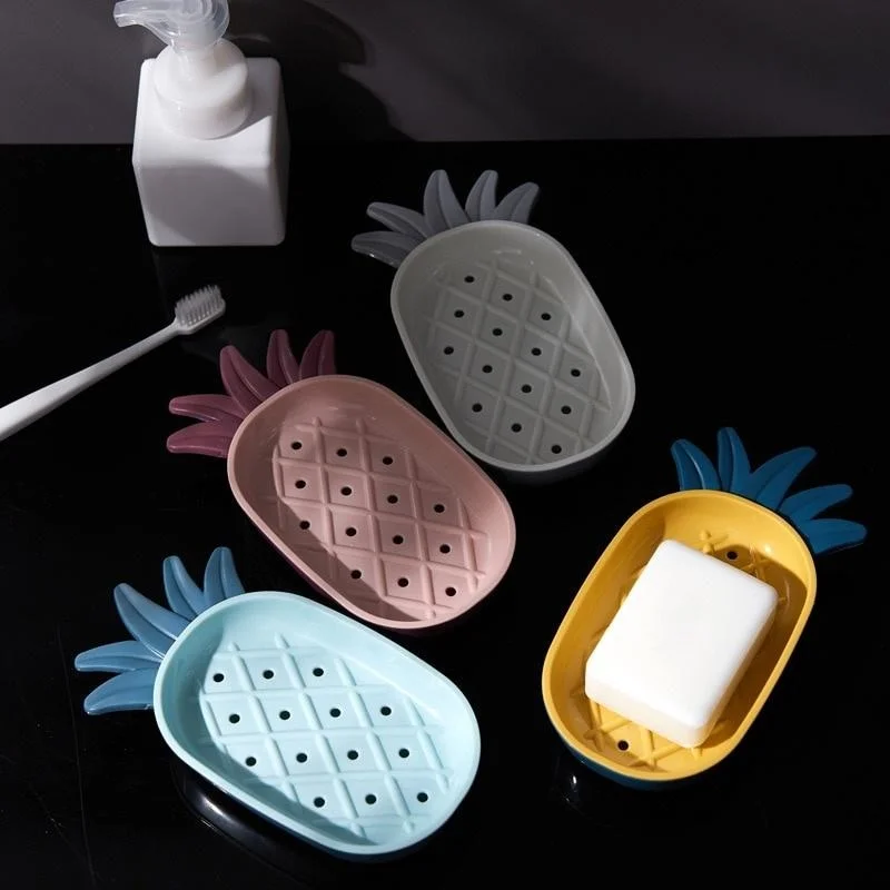 Creative Pineapple Shape Drain Soap Box Soap Storage Box Easy Clean Soap Dishes Holder Bathroom Supply