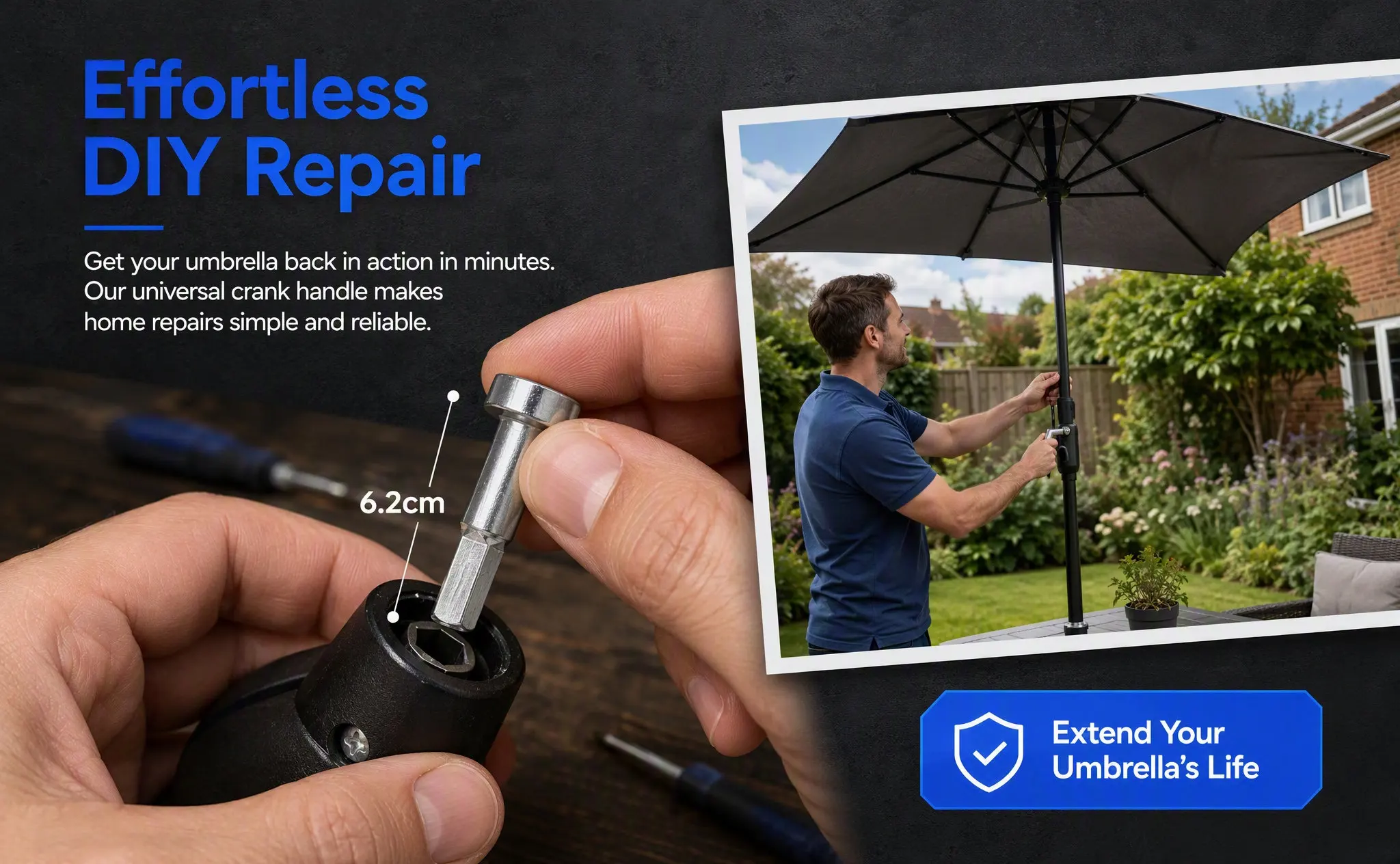 Garden Parasol Outdoor Umbrella Handle Crank Shaft Replacement Patio Umbrella Repair Parts Backyard Holiday Gatherings