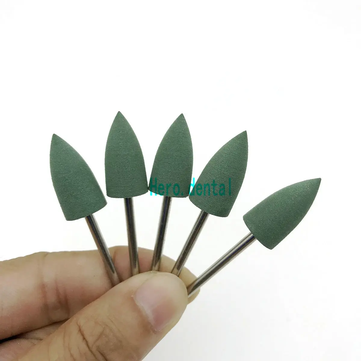50pcs dental silicon Rubber polishers dental polishing Burs Resin Base Acrylic HP Burs 2.35mm green
