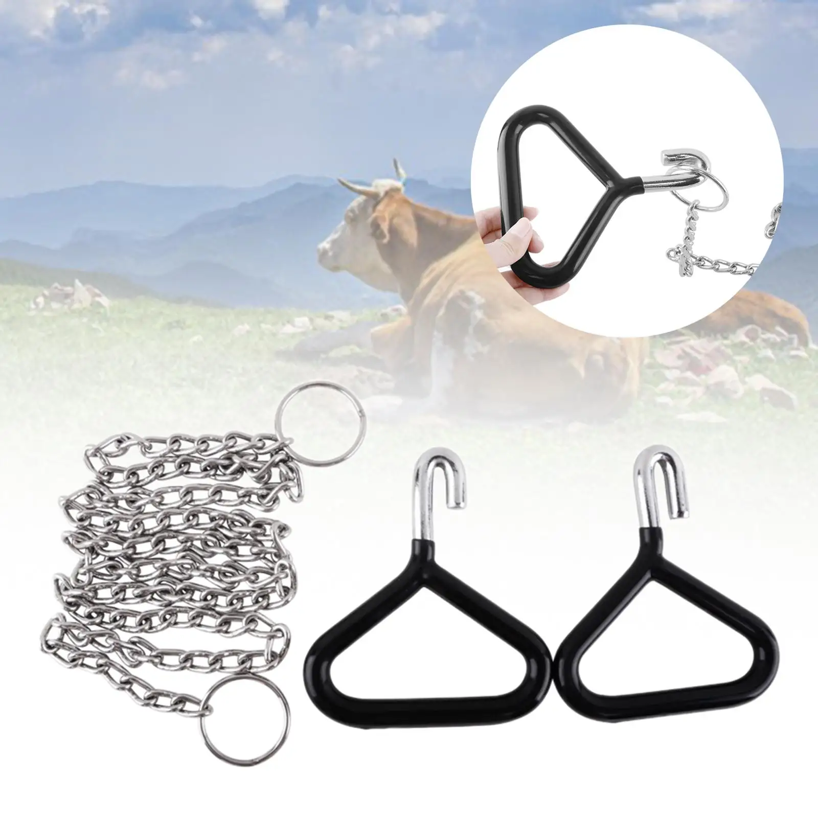 Chain and Handles Forceps Rust 1.5M/59in Chain 2 Leg Catch Kit for Dairy Farm