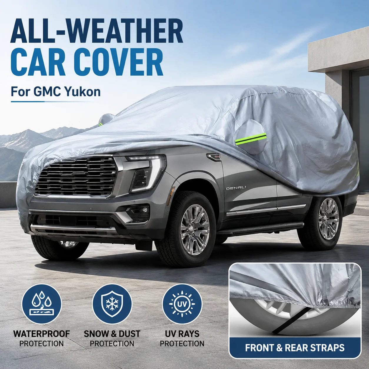 Waterproof Outdoor Full Car Cover Reflective Strips Snowproof Dustproof UV Protection For GMC Yukon Auto Exterior Accessory