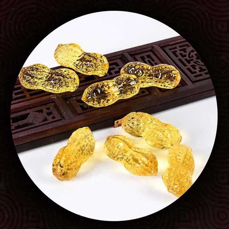 6PCS TOP Geomantic master Bring good luck money ZHAO CAI Fortune peanut yellow crystal citrine multipurpose Amulet mascot