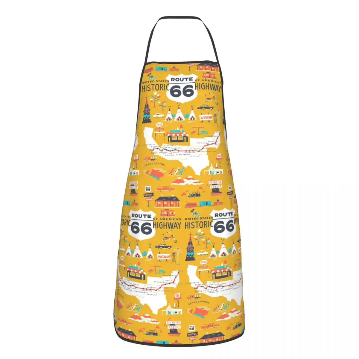 Custom Unisex Route Main Street Of America 66 Kitchen Chef Cooking Baking Apron Women Men Tablier Cuisine for Painting