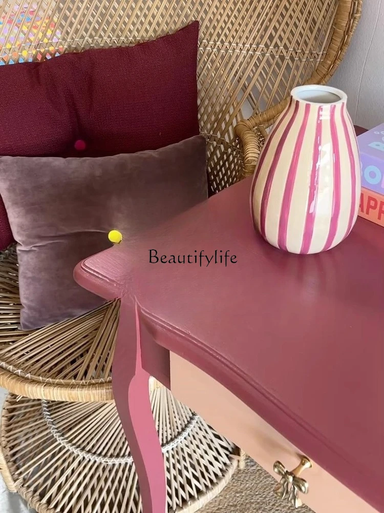 フレンチスタイル無垢材寝室ホーム小さなアパートライティングデスクモダンシンプルな収納ダブル引き出し