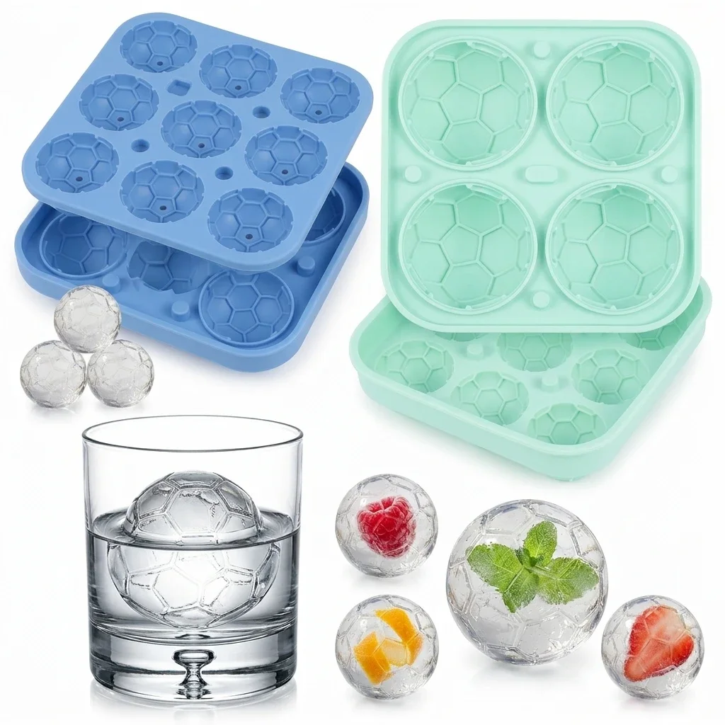 

2 Pack Large Ice Ball Maker Round Silicone Soccer Shape Ice Tray Maker DIY Chocolate Mold for Chilling Whiskey Cocktails Drinks