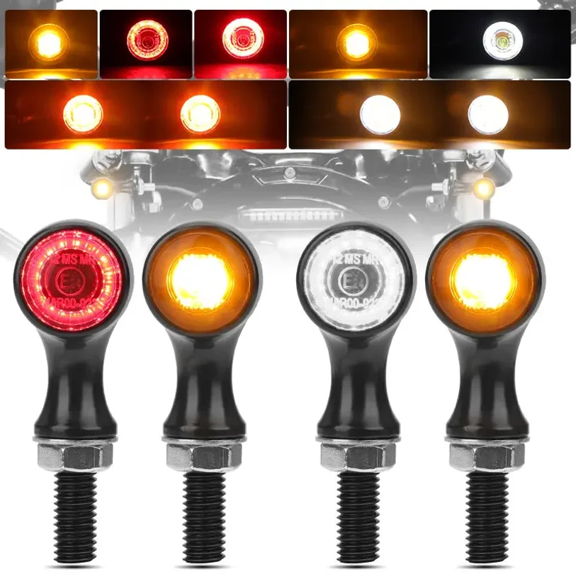 

3 in 1 LED Turn Signal Light Indicator Taillight Brake Lamp Blinker for Cafe Racer Bobber Chopper Dyna Motorcycle Lights E24 12V