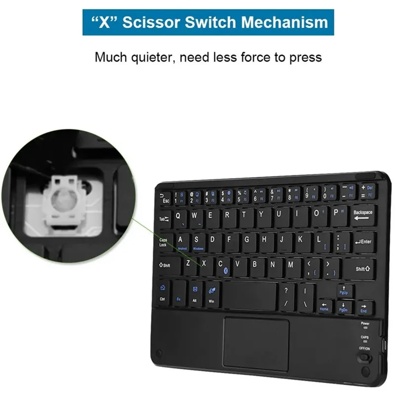 Imagem -04 - Toque Teclado Bluetooth para Tablet Android Teclado sem Fio Bluetooth com Touchpad para Ipad Computador pc Samsung Tab Tablet