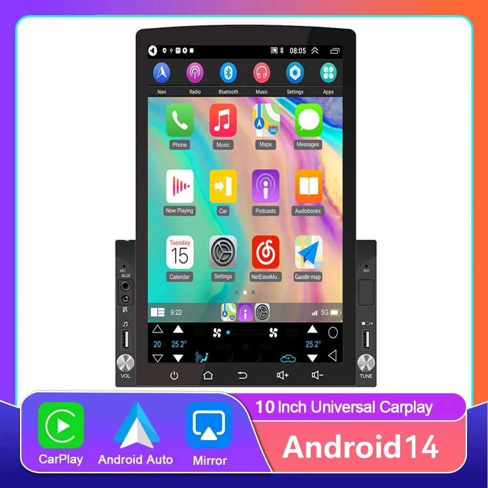 2 Din Android 14 Samochodowy odtwarzacz multimedialny Autoradio Stereo 10-calowy ekran dotykowy Wideo GPS WiFi Odtwarzacz MP5 Auto Radio Mirror link