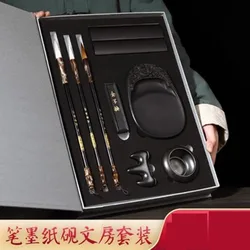 Study Four Treasures Set For Chinese Calligraphy Painting Drawing Brush Pen Holder Paperweight Inkstone Ink stick Dish