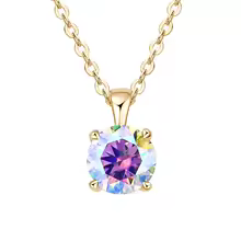 Classic Yellow Gold Cubic Zirconia Pendant 18K Silver Plated - Gold AB Color
