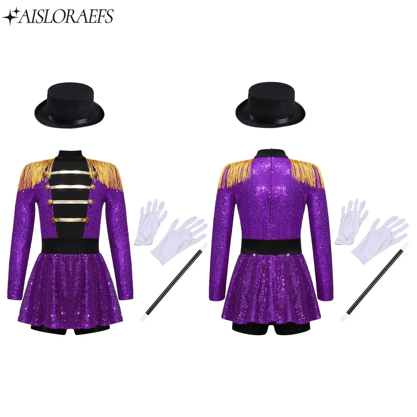 

Girls Ringmaster Circus Carnival Cosplay Costume Set for Teen Halloween Dress Up Performance Party Fashion Clothes Outfits