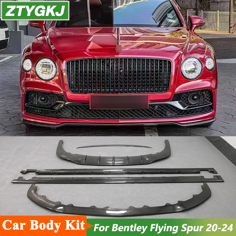 

High Quality Carbon Fiber Front Bumper Lip Splitters Side Skirts Rear Spoiler Trim For Bentley Flying Spur W12 2020-2024