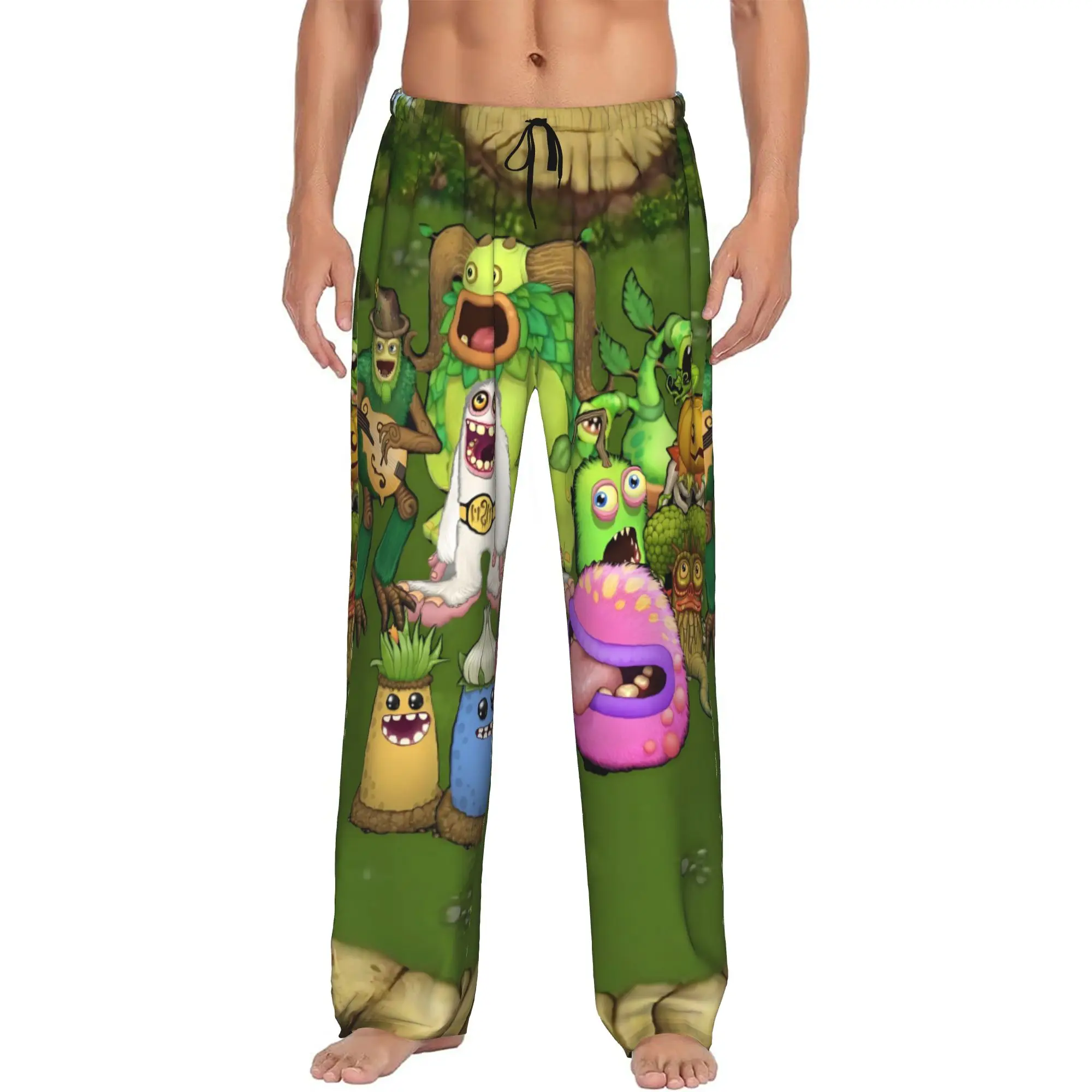 Custom Print My Singing Monsters Pajama Pants Men Funny Games Sleep Sleepwear Bottoms with Pockets