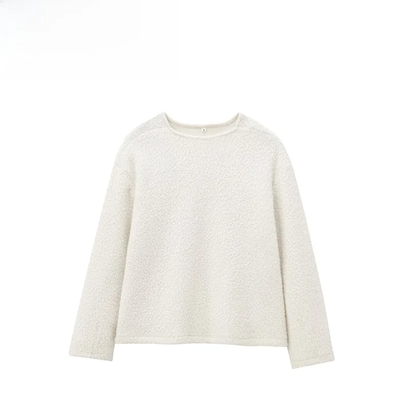 

ZAB Autumn New Women's Faionable Sweater Design Knitted Long Sve round Ne Polyester Fiber Plain Color Street Sle