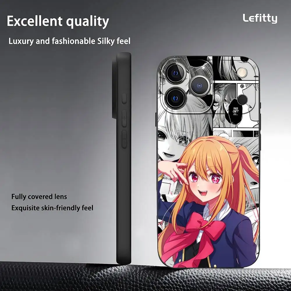 أنيمي أوشي نو كو جراب هاتف آيفون 17 16 15 14 13 12 11 برو ماكس بلس ميني أسود متجمد لينة شل فوندا