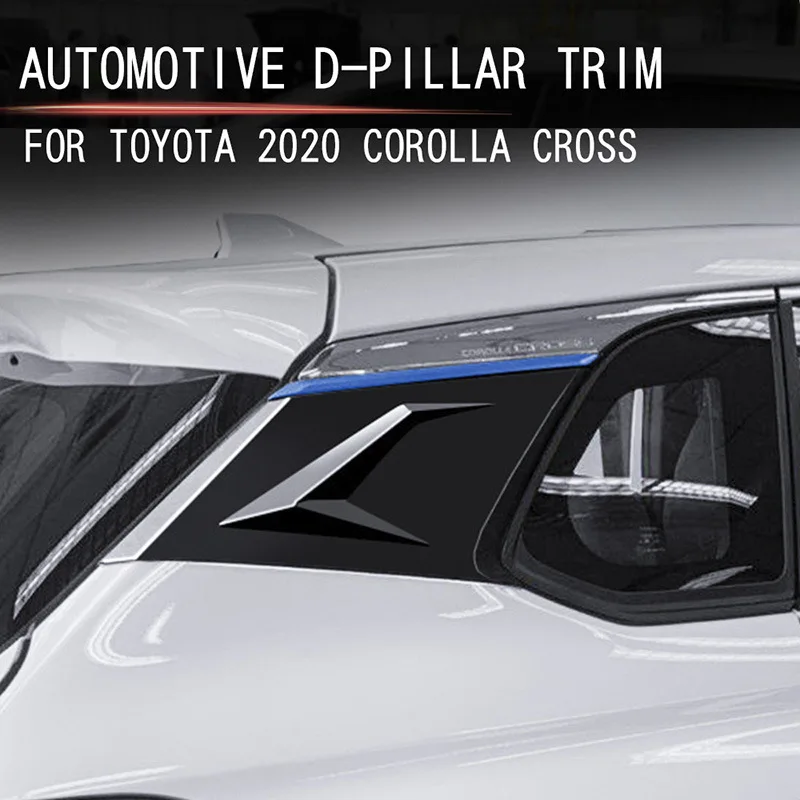 

For Toyota Corolla Cross 2020 2021 2022 Black With Chrome Rear Window Spoiler Cover Trim Triangle Garnish Car Accessories