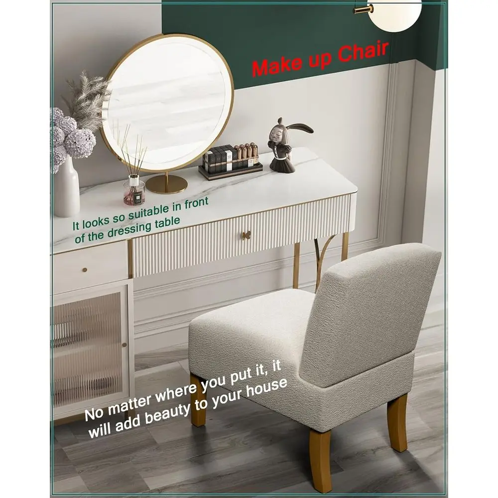 ArmlAccent Chairs Set o 2 or Bedroom, Bedroom Chair or Bedroom Living Room Chair with Solid Wood Legs, Makeup Vanity Chair abric