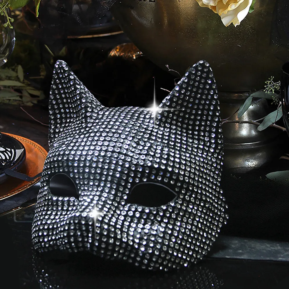 Py Play-Masque Demi-Visage Sexy à Paillettes pour Femme, Cosplay de Chat, ixd'Halloween, Masque de Bal Tim, Accessoires de Scène