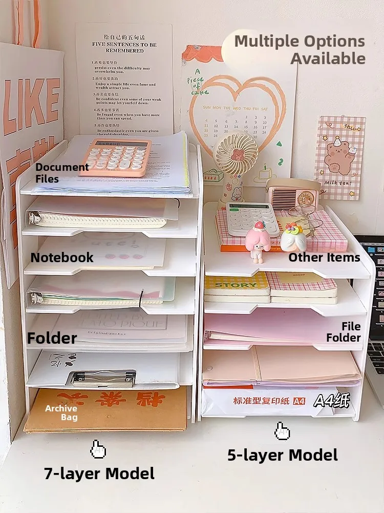 

Office Desktop Multi-layer Storage Ra Document Organizer A4 Workstation Desk Material Bookelf Storage Basket