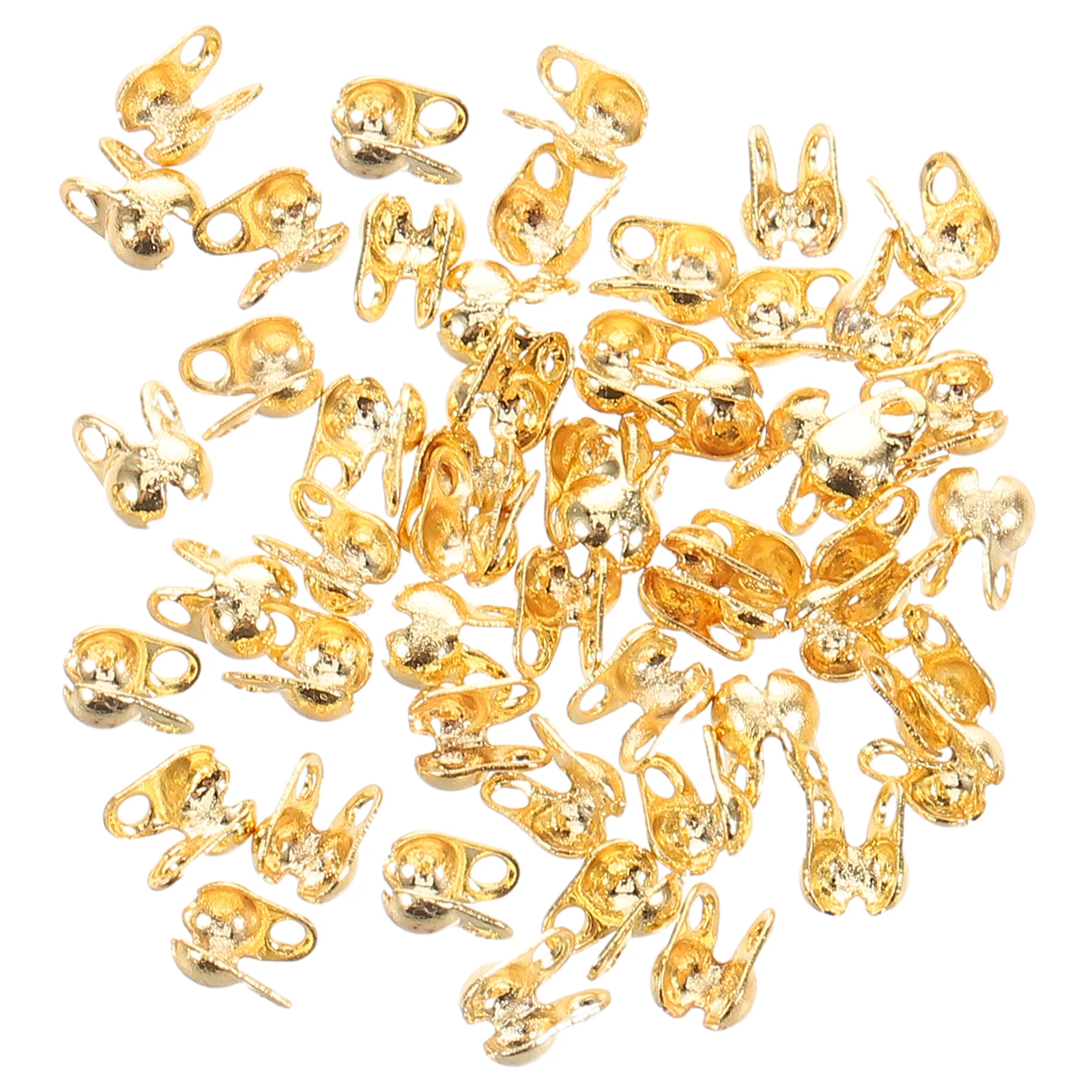 

150pcs Beaded Cover End Buckle Gilded Copper Color Retaining DIY Necklace Bracelet Making Jewelry Accessories Clamshell Fold