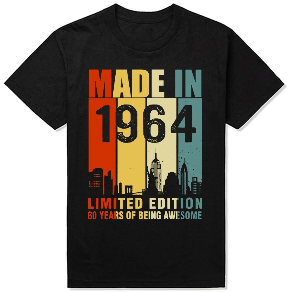 Made in 1964 Limited Edition 60 Years Of Being Awesome Tee Tops Round Neck Short-Sleeve Fashion Tshirt Casual Basic T-shirts