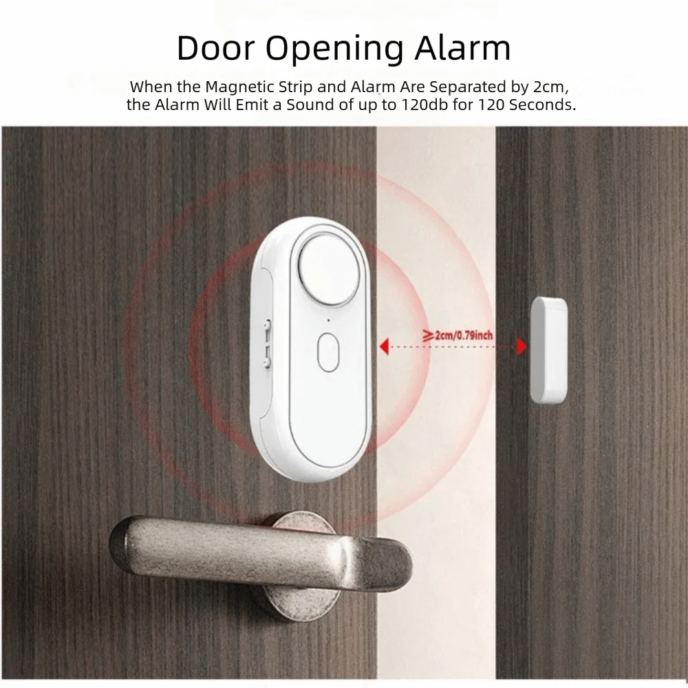 

Remote Control Wireless Door Alarm 120Db Sound Double-Sided Tape Door Open Alarm 5 Modes Anti-Theft Alarm Anti-Theft Protection