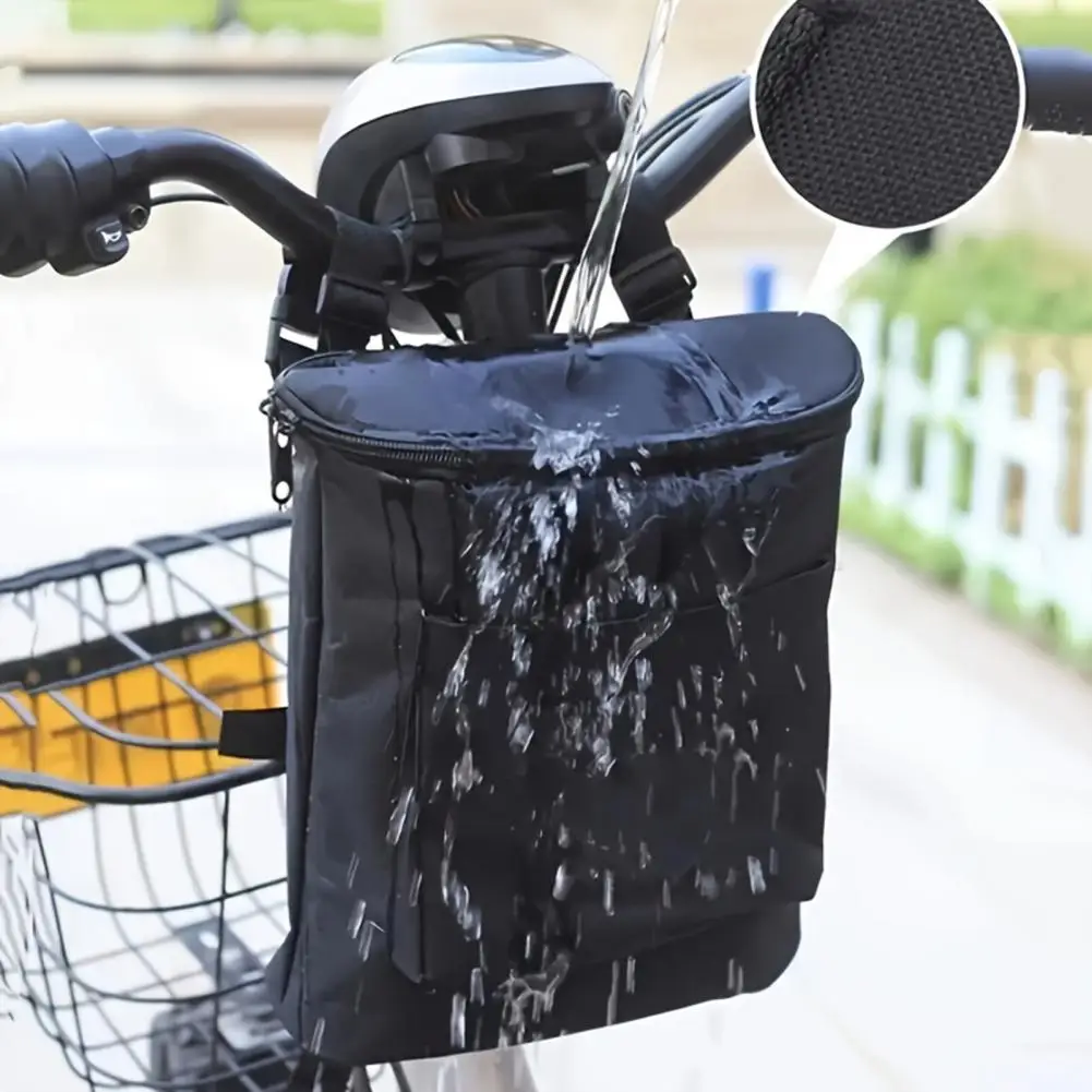 Large Capacity Zipper Bag, Electric Bicycle Handlebar Bag, Waterproof Oxford Cloth Storage Ideal For Commuting And Long Rides