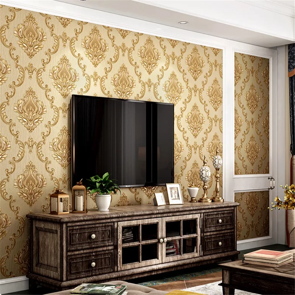 beibehang European Damascus Background Wallpaper 3d flooring Wall Paper Living room Bedroom mural Wallpaper Roll papel wall