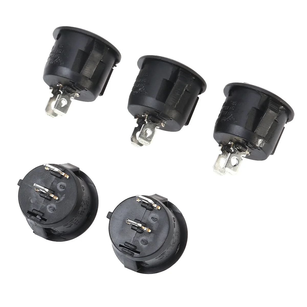 

5Pcs High-performance All Black Latching Round Pin Boat Rocker Switch Durable Long Life For Cars Precision Design Excellent