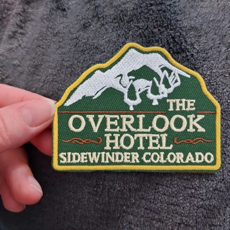 1PC Overlook Hotel Embroidered Patch Mountain Nature Lover Badge DIY Gift Iron On Patches For Clothing Cap Jacket Trucker Hat