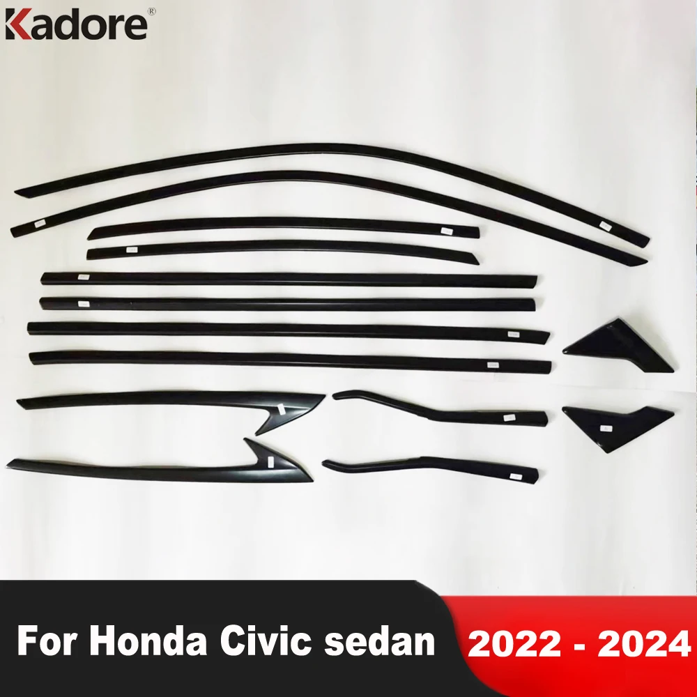 

For Honda Civic Sedan 2022 2023 2024 Stainless Steel Full Set Window Frame Sill Trim Molding Garnish Strip Car Accessories