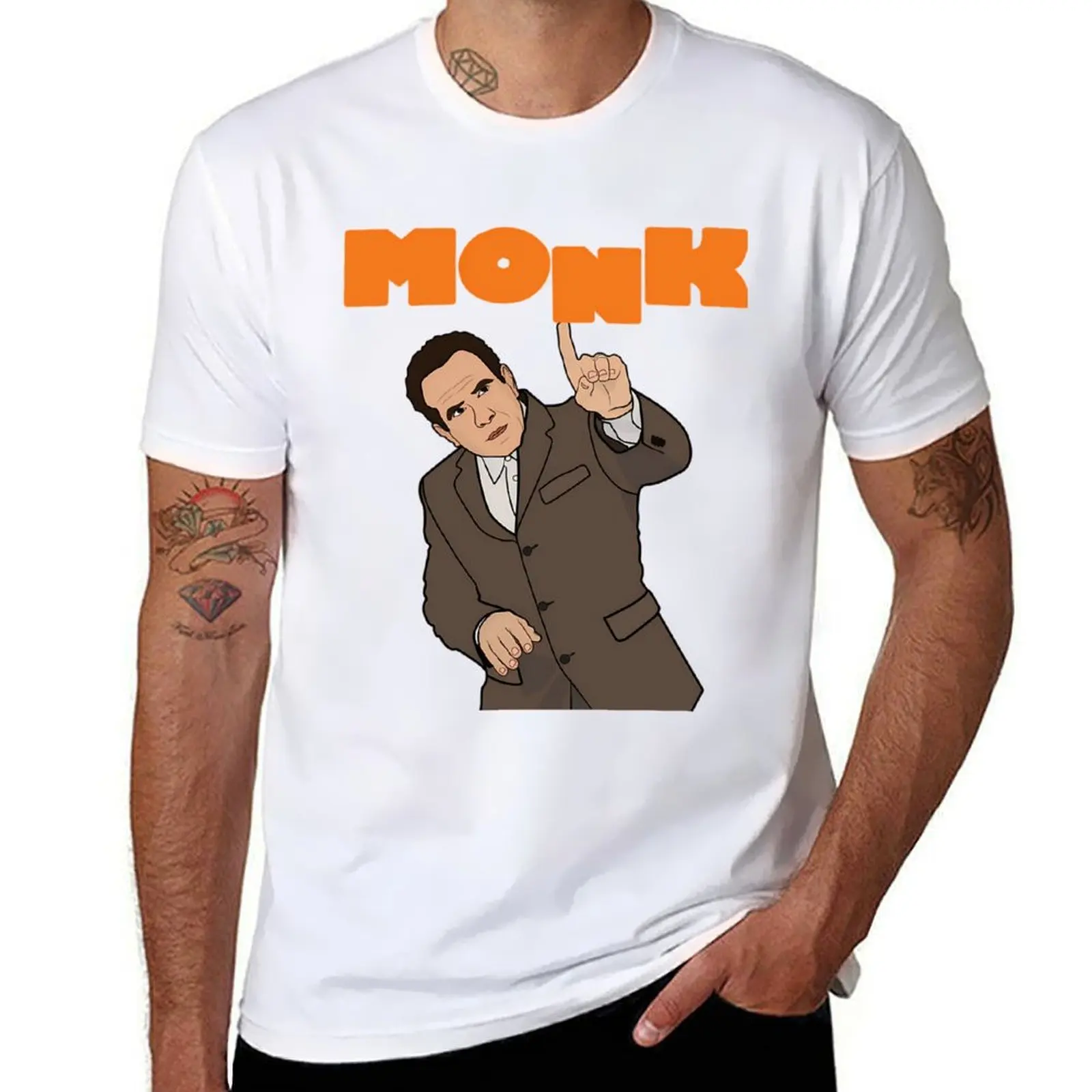 

Mr. Monk and the Uneven Letter T-Shirt t shirt men 100% cotton luxury brand anime t shirts oversize T-Shirt