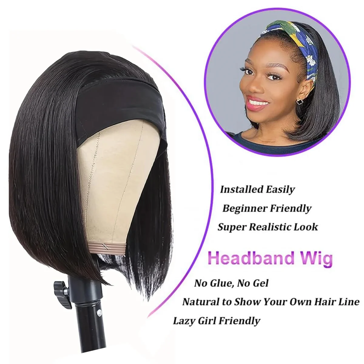 Thumbnail 2 - #80 Popular Human Hair Headband Wigs Choices