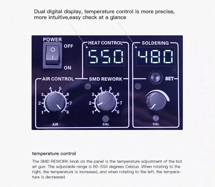 Whole Sale Price H92 2 in 1 Solder Iron and Desoldering Station SMD Rework Station Hot Air Gu--n Rework BGA GPU CPU