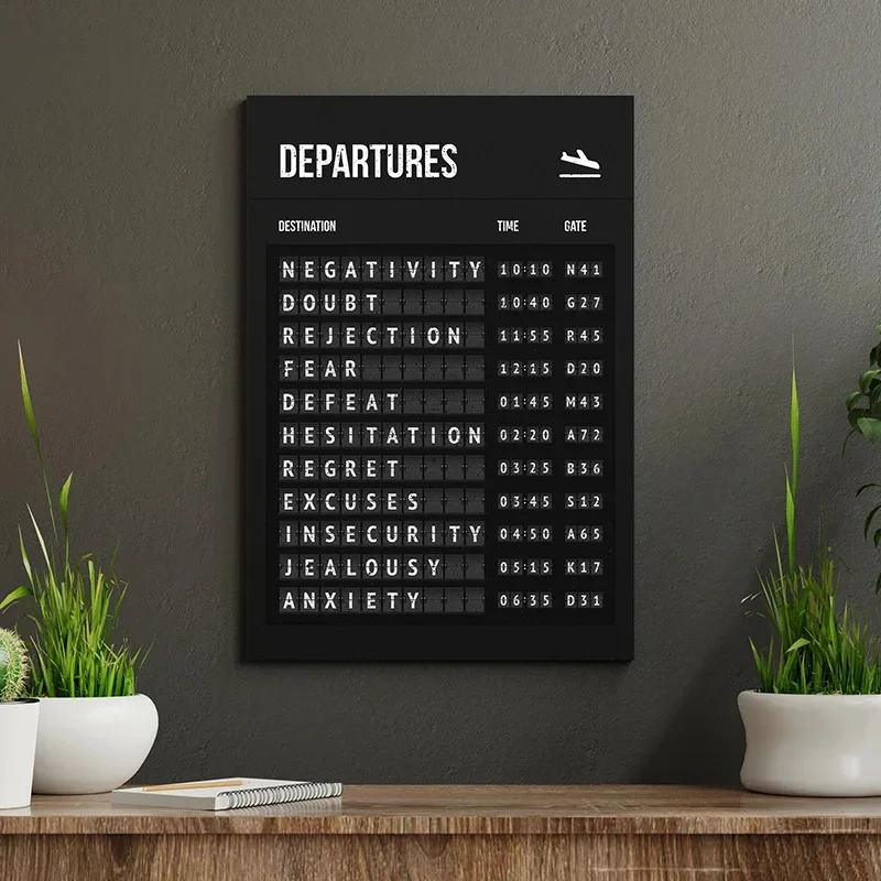 Inspirational Entrepreneur Schedule Poster Print Departures Arrivals Airport Theme Wall Art Picture Canvas Painting Office Decor