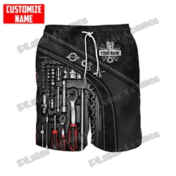 Personalized Name Mechanic Pattern 3D Printed Men‘s Shorts Summer Harajuku Casual Unisex Polyester Regular Shorts DKD-13