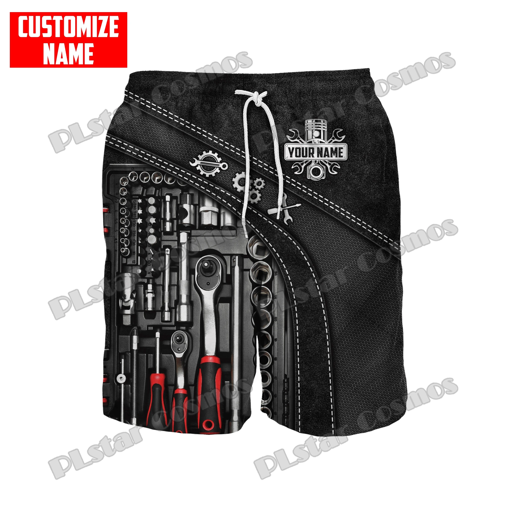 Personalized Name Mechanic Pattern 3D Printed Men‘s Shorts Summer Harajuku Casual Unisex Polyester Regular Shorts DKD-13