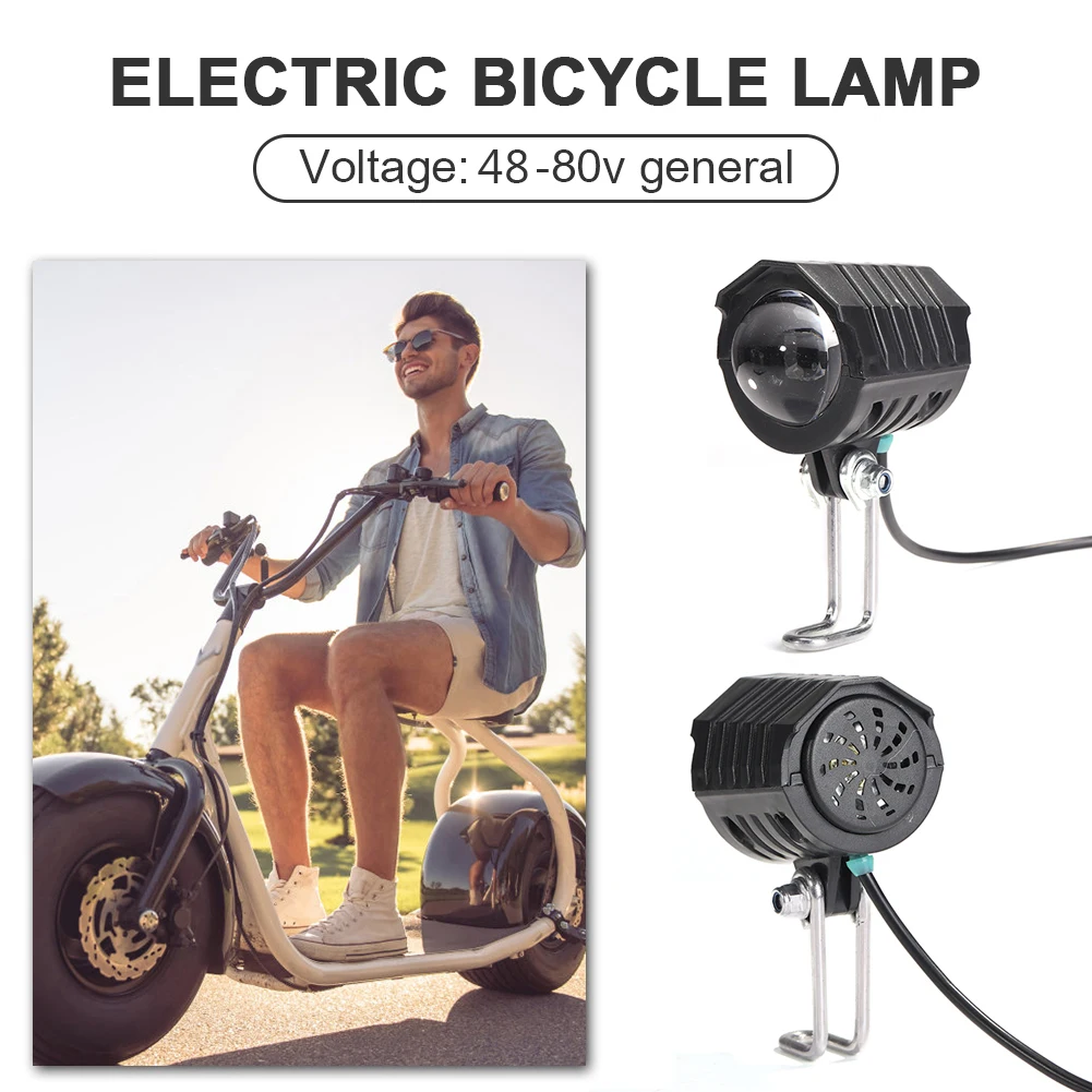 2 in 1 Electric Bike Horn Bell Big Lamp Motorcycle Headlight Scooter Accessories