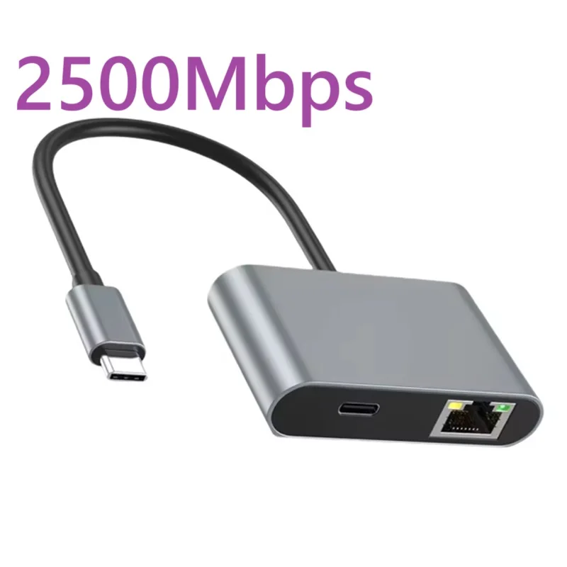 PD 100W USB C 2500M RJ45 Ethernet Network Adapter Type C Hub USB C to RJ45 2.5Gbps Network Card Ethernet Adapter view 3
