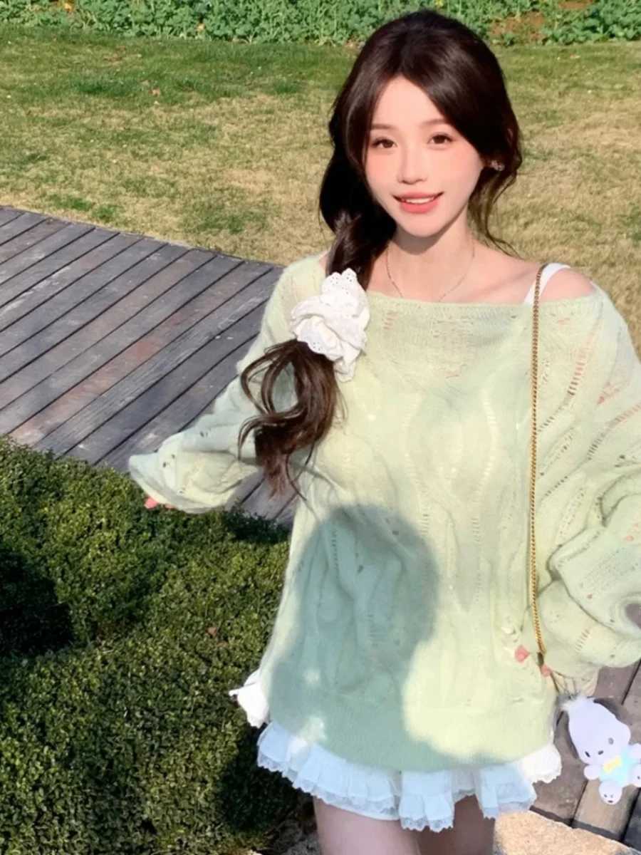 เสื้อสเวตเตอร์ เสื้อจัมเปอร์ เสื้อพูลโอเวอร์ ผู้หญิง สไตล์ยุโรป เสื้อท่อนบนสุดหรู ฮาราจูกุ ร้านอาหาร อาหารค่ำ ออกเดท โรแมนติก ผู้หญิง ฤดูใบไม้ร่วง