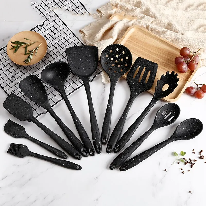 Juego de utensilios de cocina de silicona, 10 piezas, herramientas para hornear, vajilla, pala, cuchara, raspador, accesorios de cocina