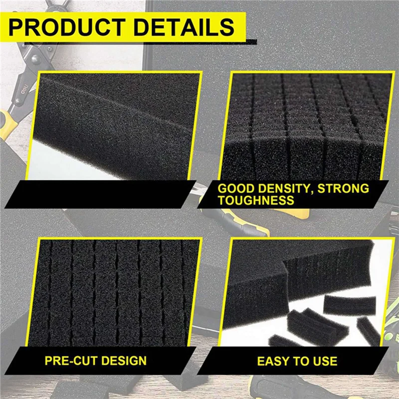 GTBL 8 Pieces Foam Insert For Cases Tool Box Foam Grid Line Foam Cubes Shockproof Sponge Pad, 40X40x2cm/40X40x5cm