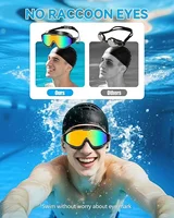 Adult Wide View Swim Goggles Anti-Fog Anti-UV No Leak Swimming Glasses with Earplugs for Men And Women Youth 3