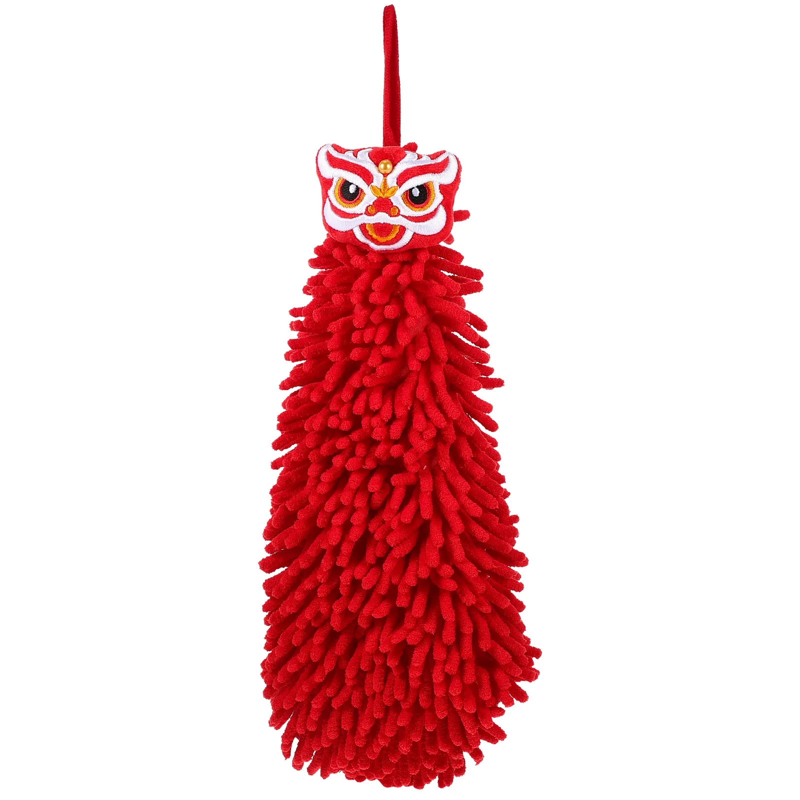 

Chenille Hand Towel Lion Design Quick Dry Water Absorbent for Bathroom Kitchen with Hanging Lanyard Multi Use Hand Towel