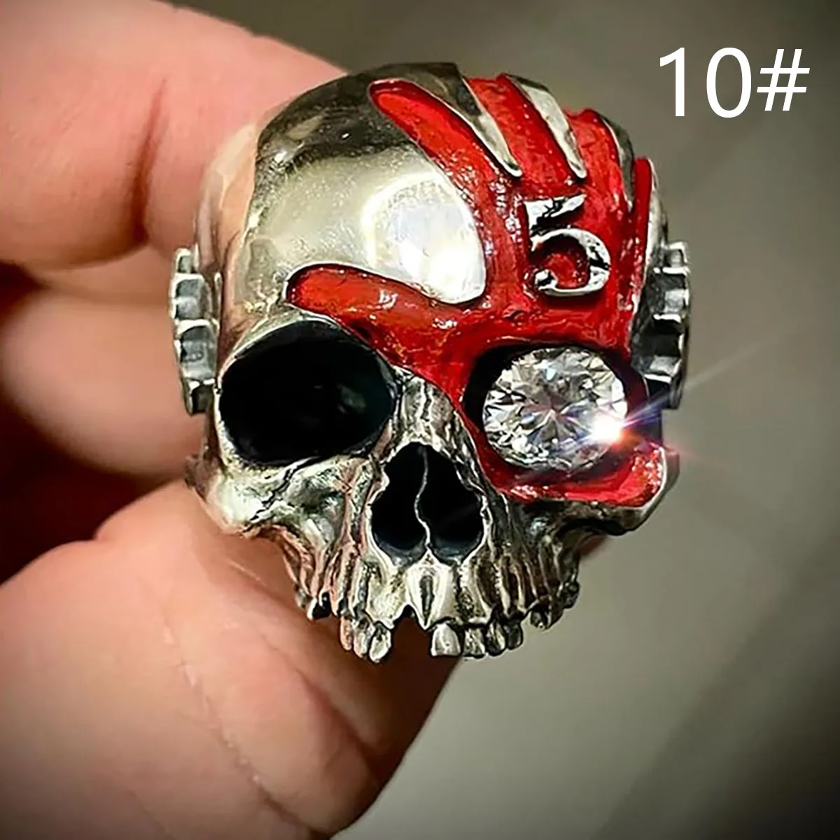 Fünf-Finger-Totenkopf-Ring, Vintage Chunky Deathring Silber Schwarz Retro Gothic Schmuck Zierlicher Goth-Ring für Männer – Detail 8