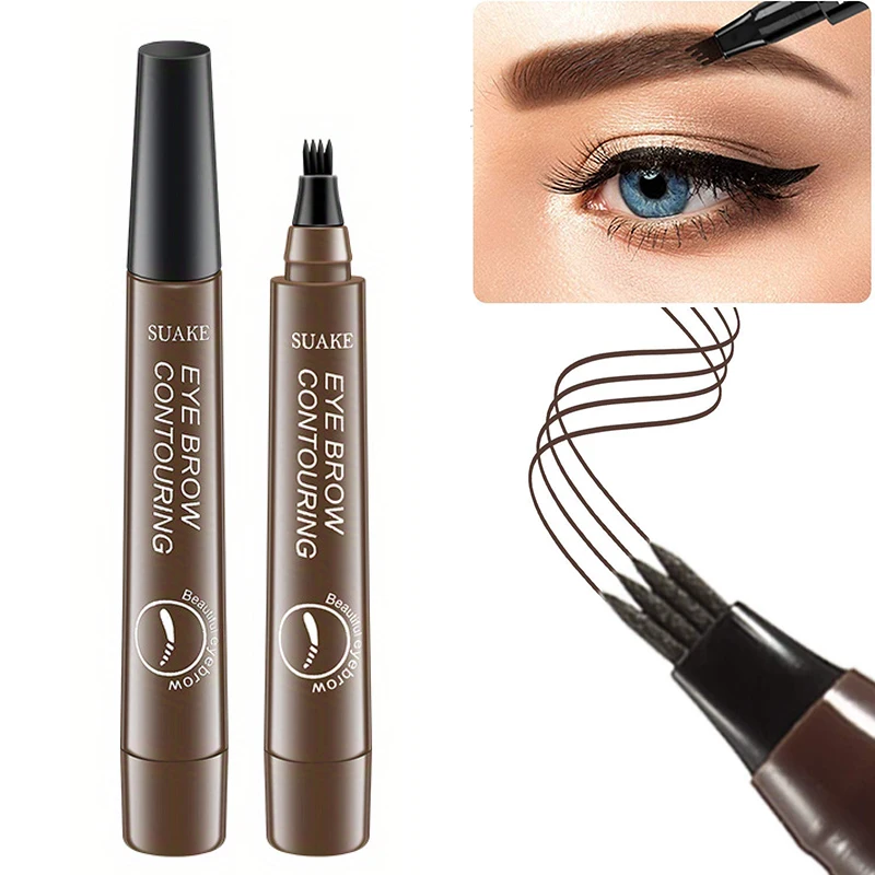 Waterproof Eyebrow Pen, Microblading Eyebrow Pencil With 4 Split Head, Natural Looking Brows Makeup ( 5 Colors)