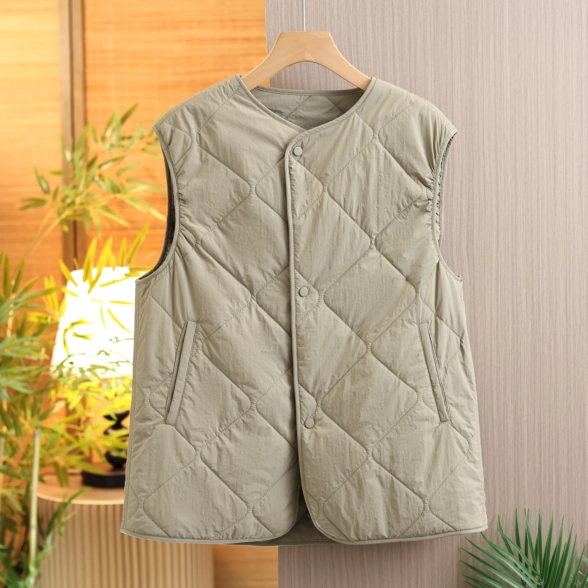 Nuovo gilet invernale in cotone leggero con motivo a diamante Abbigliamento interno in puro colore da donna Sottile multiuso Versatile Sli Fit