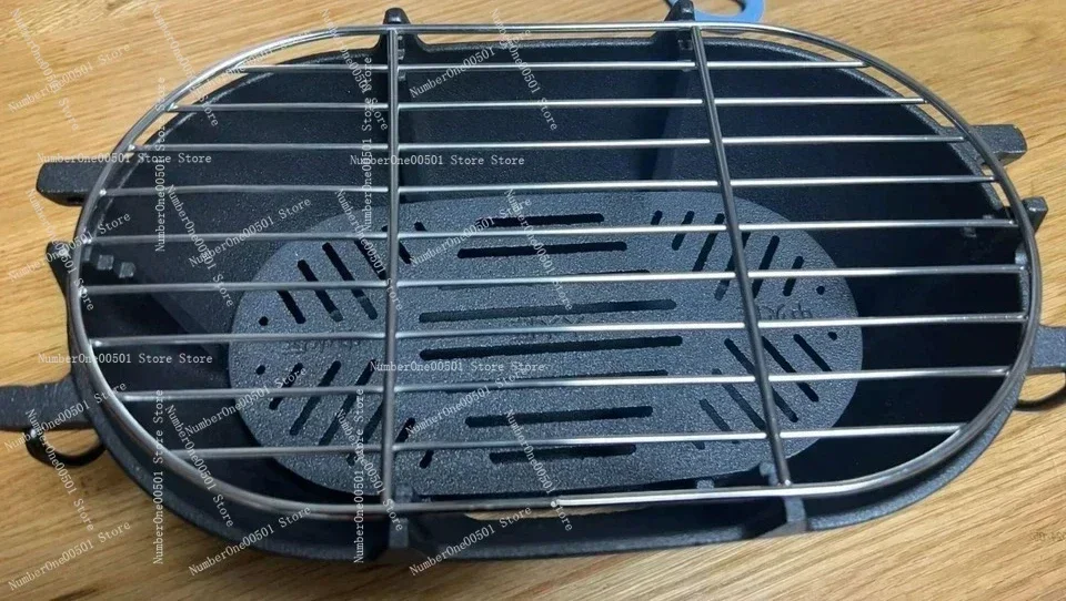 For Outdoor Portable Use Multi Function Durable Cooking Grid Heavy Duty Barbecue Cast Iron Grill Oval Shape Charcoal BBQ Grill