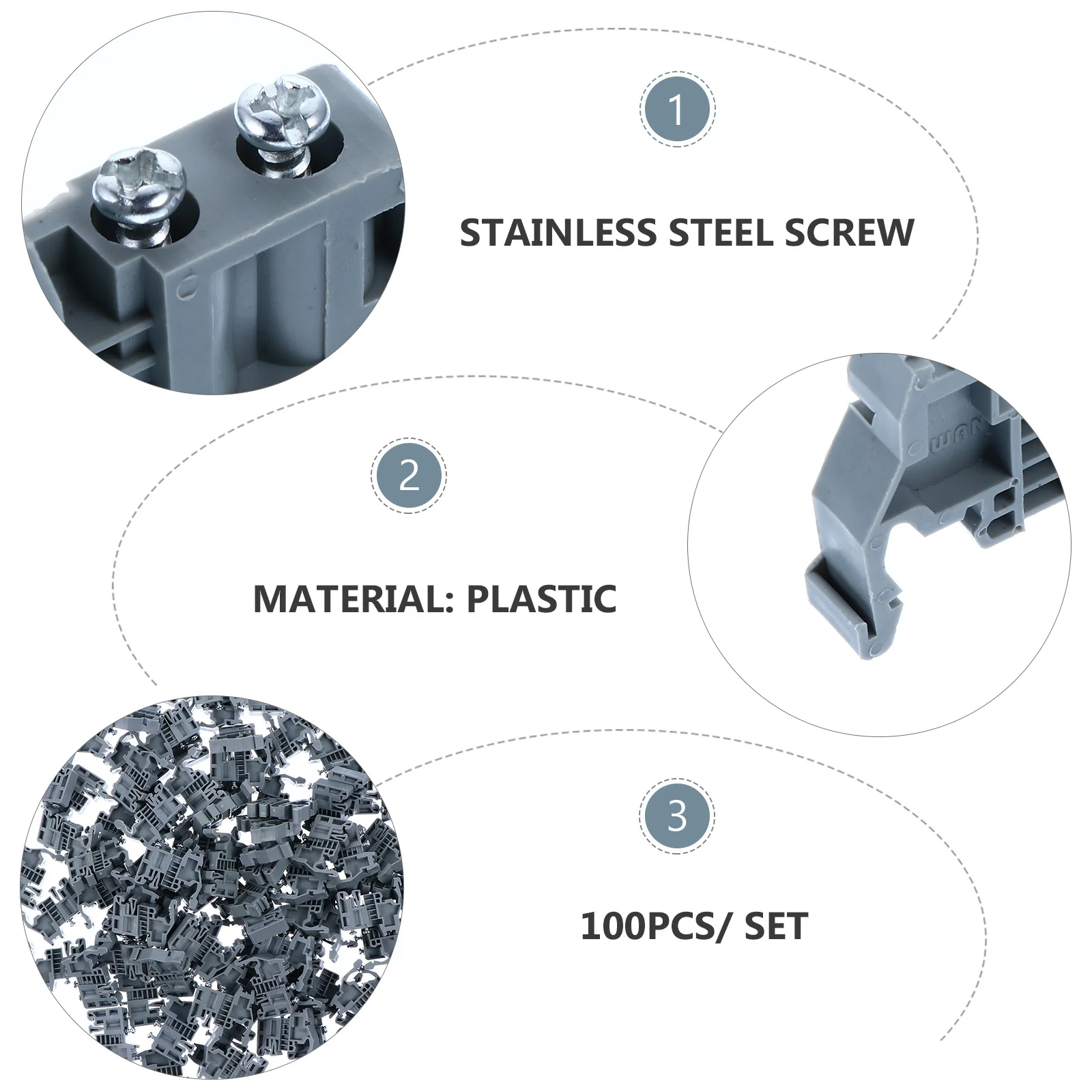

100pcs Din Rail End Bracket For Terminal Block Mounting Adapter Flame Retardant Insulation High Temperature Resistance